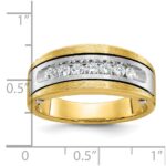 IBGoodman 14k Two-tone Men's Polished Satin and Grooved 1 Carat AA Quality Diamond Cluster Ring - Image 3