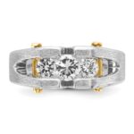 IBGoodman 14k Two-tone 3/4 carat Lab Grown Diamond VS/SI+ G+ Three Stone Complete Polished and Cut Out Men's Ring - Image 4