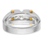 IBGoodman 14k Two-tone Men's Polished Satin and Cut-Out 3-Stone 3/4 Carat AA Quality Diamond Ring - Image 7