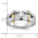 IBGoodman 14k Two-tone Men's Polished Satin and Cut-Out 3-Stone 3/4 Carat AA Quality Diamond Ring - Image 3