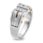 14k Two-tone IBGoodman Men's Polished and Satin 1/4 carat Diamond Complete Ring - Image 8