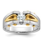 14k Two-tone IBGoodman Men's Polished and Satin 1/2 carat Diamond Complete Ring