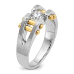 IBGoodman 14k Two-Tone 3/8 carat Lab Grown Diamond VS/SI+ G+ Polished and Satin Cut-Out Solitaire Complete Men's Ring - Image 7