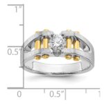 IBGoodman 14k Two-Tone 3/8 carat Lab Grown Diamond VS/SI+ G+ Polished and Satin Cut-Out Solitaire Complete Men's Ring - Image 3