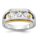 IBGoodman 14k Two-tone Men's Polished Satin and Cut-Out 3-Stone Ring Mounting