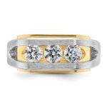 IBGoodman 14k Two-tone 1 carat Lab Grown Diamond VS/SI+ G+ Three Stone Complete Men's Ring - Image 4