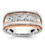 IBGoodman 14k Two Tone Rose and White Gold 1 carat Lab Grown Diamond VS/SI+ G+ Complete Five Stone Cut Out Men's Ring