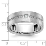 IBGoodman 14k White Gold Men's Polished and Satin 1/5 Carat AA Quality Diamond Ring - Image 2