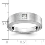14k White Gold IBGoodman Men's Polished and Satin 1/6 carat Diamond Complete Ring - Image 3