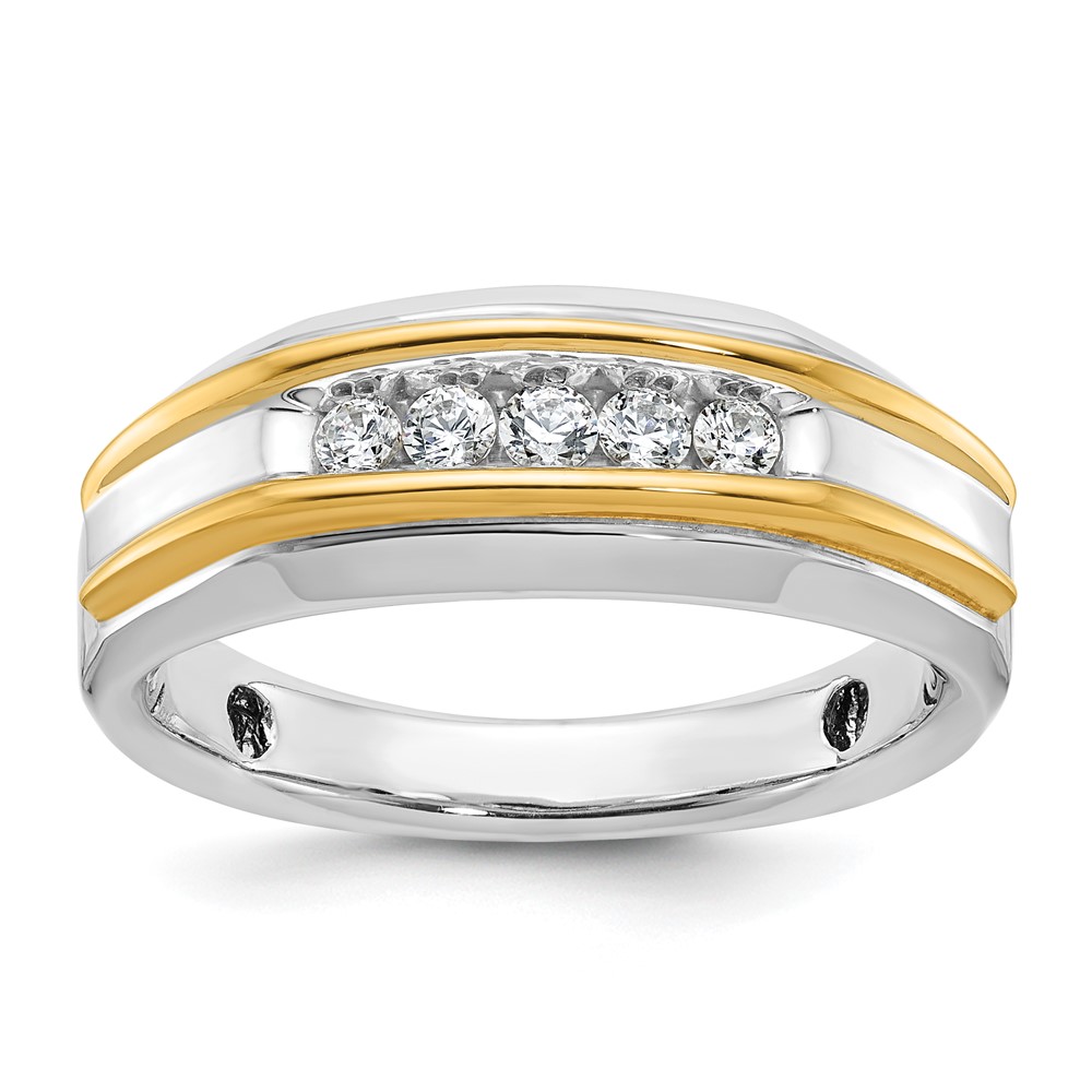 B63684-4WYAA.jpg IBGoodman 14k Two-tone 1/4 carat Lab Grown Diamond VS/SI+ G+ Five Stone Complete Polished Men's Ring - Image 1