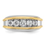 IBGoodman 14k Two-tone Men's Polished 5-Stone 1 Carat AA Quality Diamond Ring - Image 6
