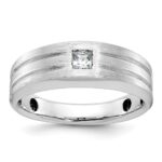14k White Gold IBGoodman Men's Polished and Satin 1/6 carat Diamond Complete Ring