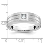 14k White Gold IBGoodman Men's Polished and Satin 1/6 carat Diamond Complete Ring - Image 3