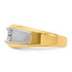 14k Two-tone IBGoodman Men's Polished and Satin 2-Row 1/2 Carat AA Quality Diamond Ring - Image 5