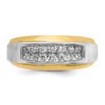 14k Two-tone IBGoodman Men's Polished and Satin 2-Row 1/2 Carat AA Quality Diamond Ring - Image 6