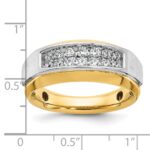 14k Two-tone IBGoodman Men's Polished and Satin 2-Row 1/2 Carat AA Quality Diamond Ring - Image 3