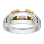 14k Two-tone IBGoodman Men's Polished and Satin 1/5 carat Diamond Complete Ring - Image 7