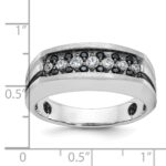 IBGoodman 10k White Gold Men's Polished Satin and Grooved Ring Mounting - Image 3