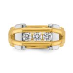 14k Two-tone IBGoodman Men's Polished 3-Stone 1/2 Carat AA Quality Diamond Ring - Image 6