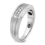 IBGoodman 14k White Gold Men's Polished Satin and Grooved Ring Mounting - Image 8