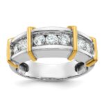 IBGoodman 14k Two-tone Men's Polished 7-Stone 1 Carat AA Quality Diamond Ring
