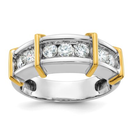IBGoodman 14k Two-tone Men's Polished 7-Stone 1 Carat AA Quality Diamond Ring