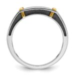 IBGoodman 14k Two-tone with Black Rhodium Men's Polished Satin and Grooved 5-Stone 1/4 Carat AA Quality Diamond Ring - Image 2