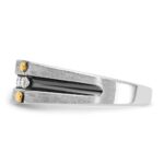 IBGoodman 14k Two-tone Men's Polished Satin and Grooved 5-Stone Ring Mounting - Image 5