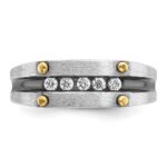 IBGoodman 14k Two-tone Men's Polished Satin and Grooved 5-Stone Ring Mounting - Image 6