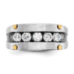 IBGoodman 14k Two-tone Men's Polished Satin and Grooved 5-Stone Ring Mounting - Image 6