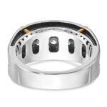IBGoodman 14k Two-tone with Black Rhodium 1 carat Lab Grown Diamond VS/SI+ G+ Five Stone Complete Polished Satin and Grooved Men's Ring - Image 5