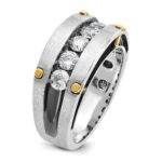 IBGoodman 14k Two-tone with Black Rhodium 1 carat Lab Grown Diamond VS/SI+ G+ Five Stone Complete Polished Satin and Grooved Men's Ring - Image 6
