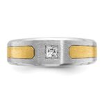 14k Two-tone IBGoodman Men's Polished and Satin 1/5 carat Diamond Complete Ring - Image 6