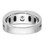 IBGoodman 14k White Gold with Black Rhodium 1/5 carat Lab Grown Diamond VS/SI+ G+ Complete Satin and Grooved Three Stone Men's Ring - Image 5