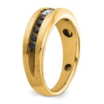 10k Yellow Gold with Black Rhodium IBGoodman Men's Polished and Brushed Black and White Diamond Ring - Image 8