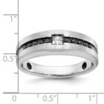 10k Yellow Gold with Black Rhodium IBGoodman Men's Polished and Brushed Black and White Diamond Ring - Image 3