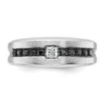 14k White Gold with Black Rhodium IBGoodman Men's Polished and Brushed Black and White Diamond Complete Ring - Image 6