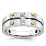 14k Two-tone w/Black Rhodium IBGoodman Men's Satin 1/3 carat Diamond Complete Ring