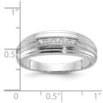 IBGoodman 10k White Gold Men's Polished Satin and Grooved 5-Stone 1/20 Carat A Quality Diamond Ring - Image 3