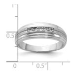 IBGoodman 10k White Gold Men's Polished Satin and Grooved 5-Stone Ring Mounting - Image 3
