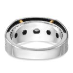 IBGoodman 14k Two-tone Men's Polished Satin and Grooved 5-Stone Ring Mounting - Image 7