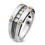 IBGoodman 14k Two-tone with Black Rhodium Men's Polished Satin and Grooved 5-Stone 1/2 Carat AA Quality Diamond Ring - Image 8