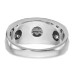 IBGoodman 14k White Gold Men's Polished Satin and Grooved 2-Row 1 Carat AA Quality Diamond Ring - Image 7
