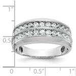 IBGoodman 14k White Gold Men's Polished Satin and Grooved 2-Row Ring Mounting - Image 2