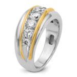 IBGoodman 14k Two-tone Men's Polished and Grooved 7-Stone 1 1/2 Carat AA Quality Diamond Ring - Image 8