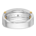 IBGoodman 14k Two-tone Men's Polished Satin and Grooved 7-Stone 1 Carat AA Quality Diamond Ring - Image 7