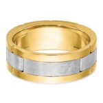 IBGoodman 14k Two-tone Men's Polished Satin and Grooved 3-Stone 1/6 Carat AA Quality Diamond Ring - Image 7