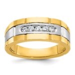 IBGoodman 14k Two-tone Men's Polished and Grooved 5-Stone Ring Mounting