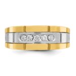 IBGoodman 14k Two-tone Men's Polished and Grooved 5-Stone Ring Mounting - Image 6