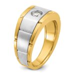 10k Two-tone IBGoodman Men's Polished and Satin Diamond Complete Ring - Image 8